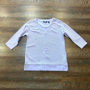 Lands' End Waffle Light Purple V-Neck 3/4 Sleeve Tee 6-8